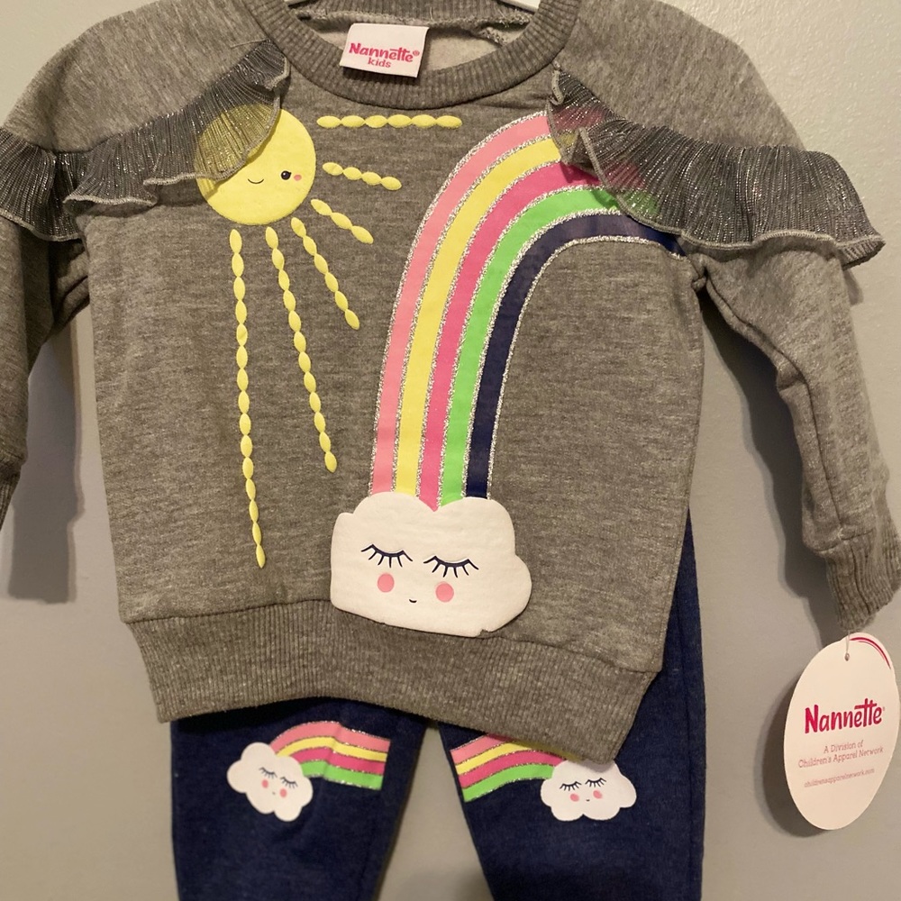 Sunshine and rainbows cute 2 piece 12 month baby girl outfit.